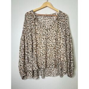 NWT Three Dot Floral Flowy Blouse with Cami Size Large